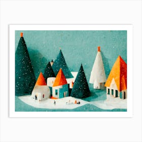 Cute Paper Village Art Print