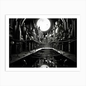 Parallel Universes Abstract Black And White 9 Art Print
