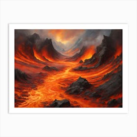 Molten Earth A Fiery Dance Of Volcanic Landscapes Art Print