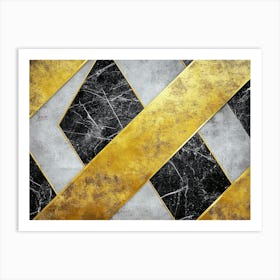 Gold And Black Marble Background 1 Art Print