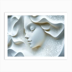 3d Effect White Color Canvas Illustration Art Print