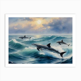 Dolphins In The Ocean 4 Art Print