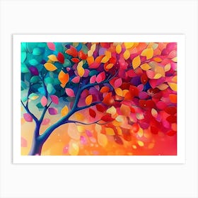 Elegant Colorful Tree With Colorful Leaves 2 Art Print