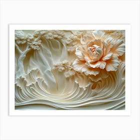 Beautiful 3d Marble Flower Art Print