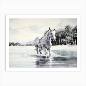 A Horse Oil Painting In Bora Bora French, Polynesia, Landscape 3 Art Print