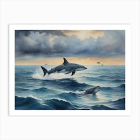 Dolphins In The Ocean 3 Art Print