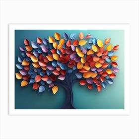 Elegant Colorful Tree With Vibrant Leaves Hanging Branches 22 Art Print