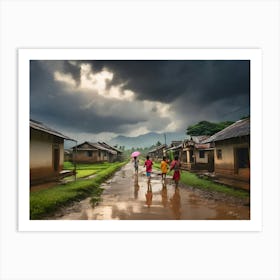 Children In A Village paintings art print 2 Art Print