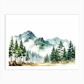 Watercolor Of Mountains 2 Art Print