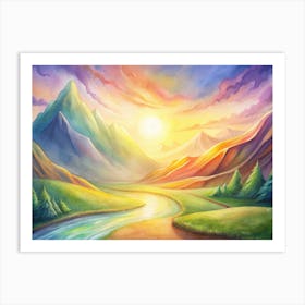 A Peaceful Landscape Featuring Vibrant Sunlight I Art Print