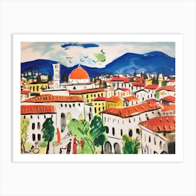 Bergamo Italy Cute Watercolour Illustration 3 Art Print