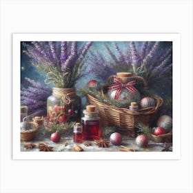 Lavender Christmas Ephemera Oil Paintings 9 Art Print