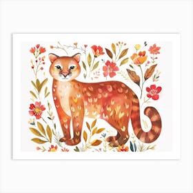 Little Floral Cougar 1 Art Print