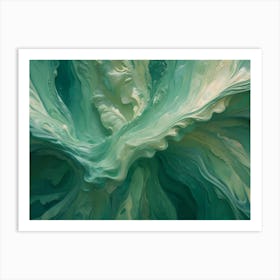 Abstract Swirling Pattern With Shades Of Green And Cream Art Print