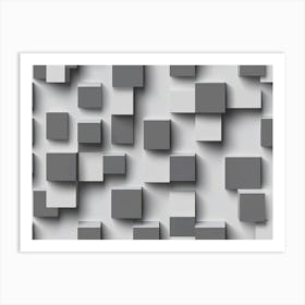 Abstract Grey Cubes Art Print