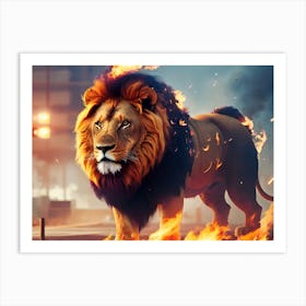 Lion On Fire 2 Art Print