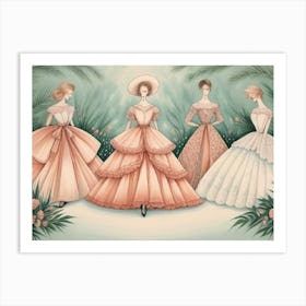 Four Ladies In Dresses 1 Art Print