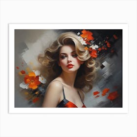 Woman With Flowers 1 Art Print