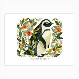 Little Floral Emperor Penguin 2 Poster Art Print