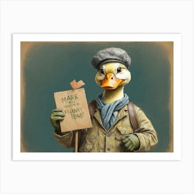 Duck With Sign Art Print