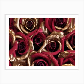 Gold And Red Roses Art Print