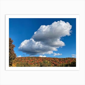 Cumulus Clouds Towering High Above A Serene Autumnal Landscape Sunlight Piercing Through Overcast S (5) Art Print