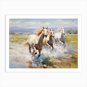 Horses Painting In Mongolia, Landscape 3 Art Print