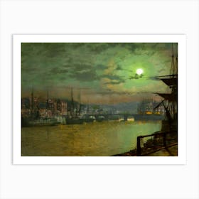 Baiting the lines, Whitby, Yorkshire 1884 by John Atkinson Grimshaw HD Remastered | Matching Canny Glasgow Print | Gallery 19th Century Oil Painting Art Print