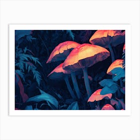 Mushrooms In The Forest 1 Art Print