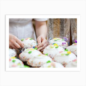 Baker Decorating Cupcakes Art Print