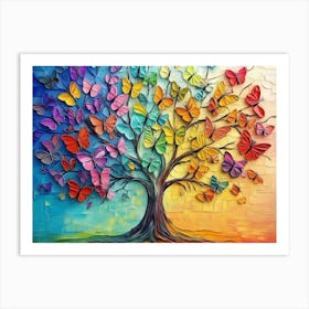 Elegant Colorful Tree with Vibrant Leaves Hanging Branches 4 Art Print