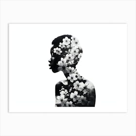 Floral Essence: African Woman's Silhouette  Art Print  Art Print