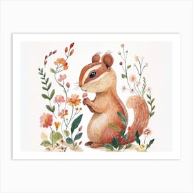 Little Floral Chipmunk 2 Art Print