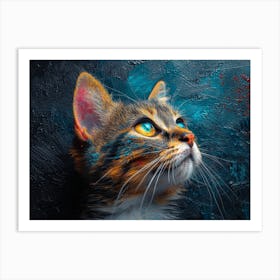 Whiskered Masterpieces: A Feline Tribute to Art History: Cat With Blue Eyes Art Print