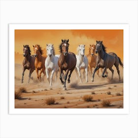 Horses In The Desert Art Print