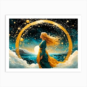 Girl In A Circle Art Print