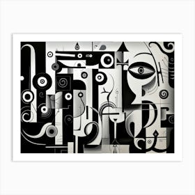Harmony And Discord Abstract Black And White 3 Art Print