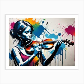 Girl Playing Violin Art Print