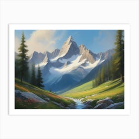 Beautiful Mountain Landscape Painting Art Print