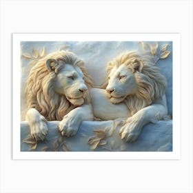 Exquisite 3d Relief Lion 1 Art Print