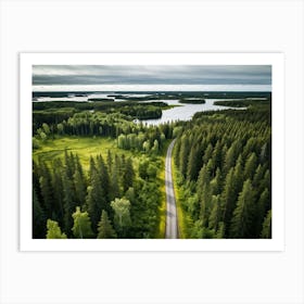 An Aerial View Capturing The Blinding Beauty Of A Life Filled Forest In Sweden Sprawling Spruce And (2) Art Print