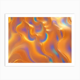 Abstract Image Of Swirling, Iridescent Colors In Shades Of Orange, Blue, And Green, Creating A Dynamic And Fluid Effect Art Print