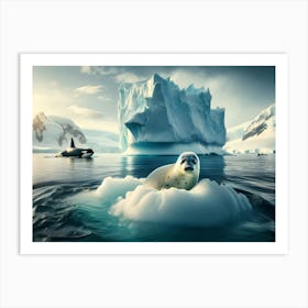 Orca whales And Seals at Antarctica 1 Art Print