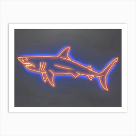 Orange Smooth Hammerhead Neon Shark 1 Art Print