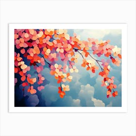 Elegant Colorful with Vibrant Flower Hanging Branches 12 Art Print