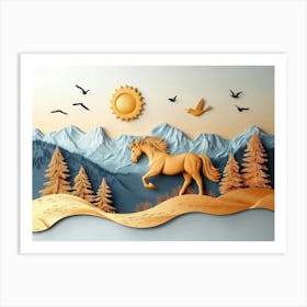 Horse In the Mountains Landscape Art Print