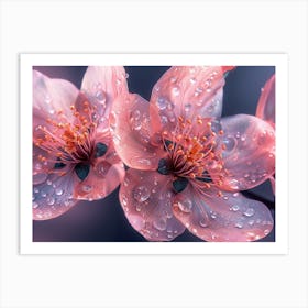 Water Droplets On Cherry Blossoms Art Print