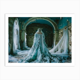 Bride In An Abandoned Building Art Print