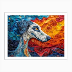 Greyhoun Paper Quilling Dog Portrait II Art Print