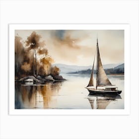 Sailboat Painting Lake House (2) Art Print